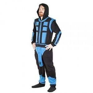 Mortal Kombat Mens Sub Zero Blue Union Suit Pajamas Costume Cosplay New